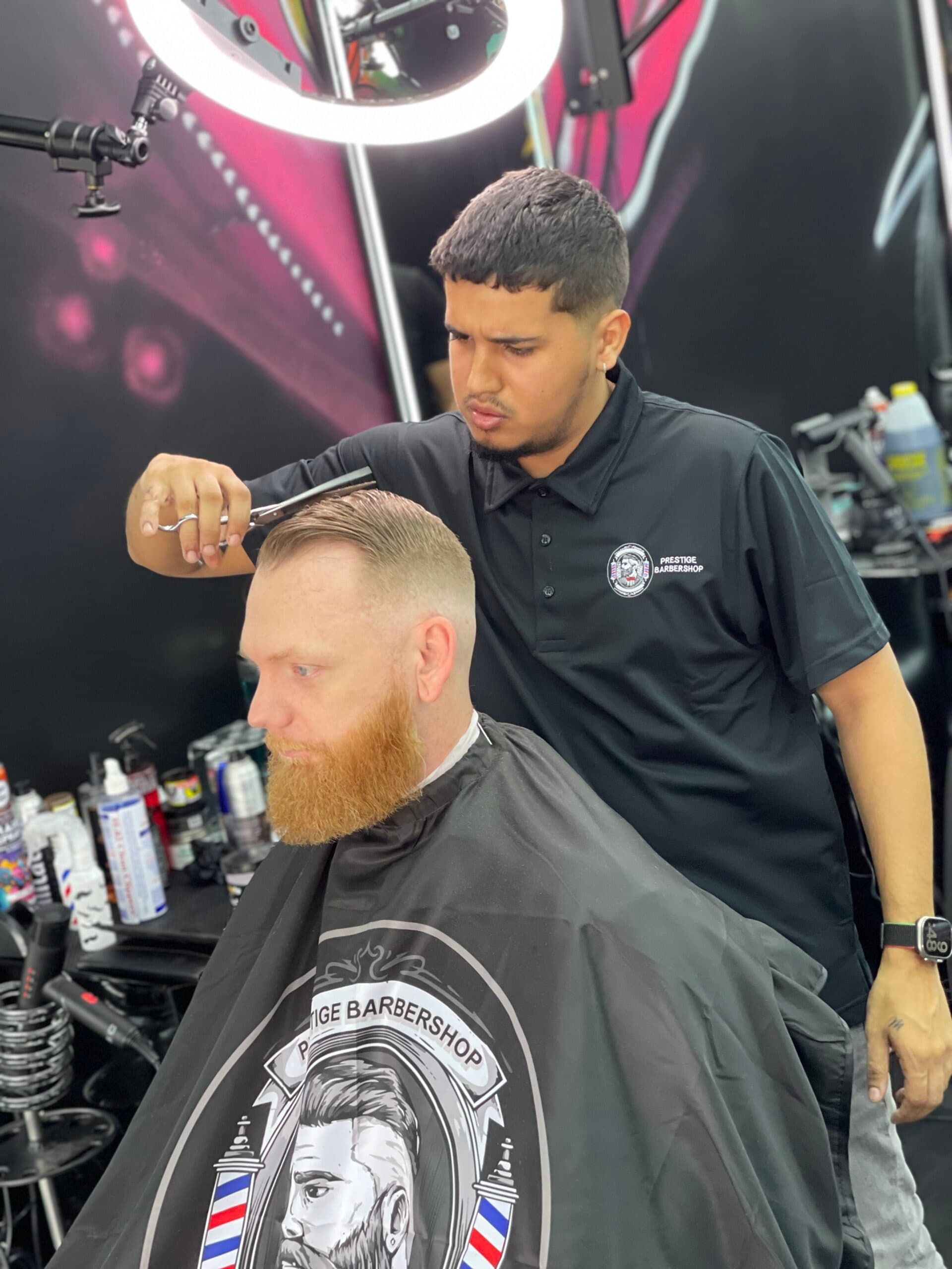 Haircut in progress